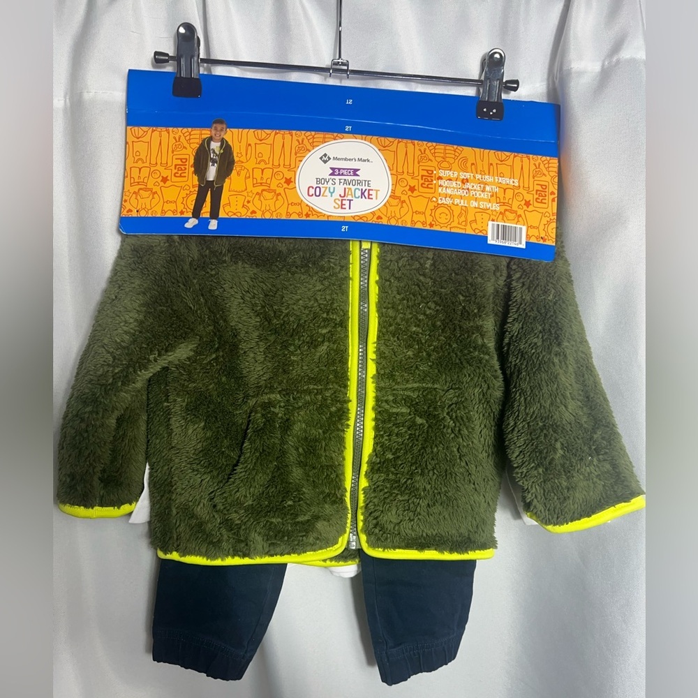 Member's Mark Boy's 3-Piece Long Sleeve Shirt, Jacket and Pant Set Size 2T